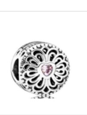 Pink Enamel Floral Heart Charm Bead